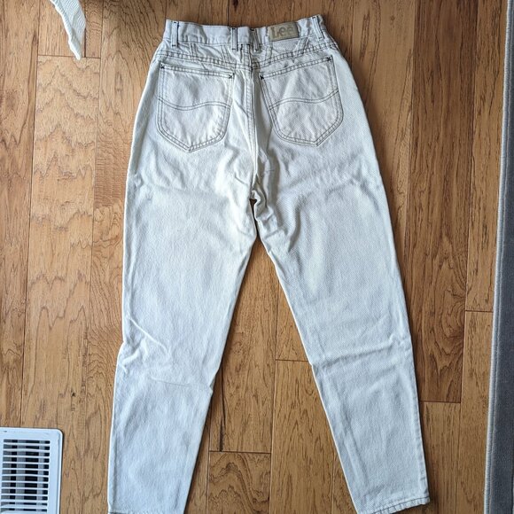 Lee Vintage 100% Cotton Women Mom Jeans High Rise Ivory Beige White 6 8 Petite - Picture 2 of 9